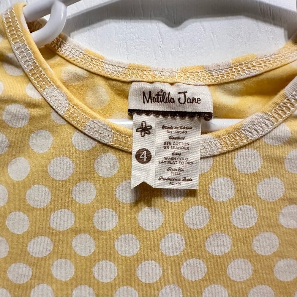 MATILDA JANE • Girls 4  • School Bus  • Yellow Polka Dots Puffer Sleeves TOP - Picture 4 of 8